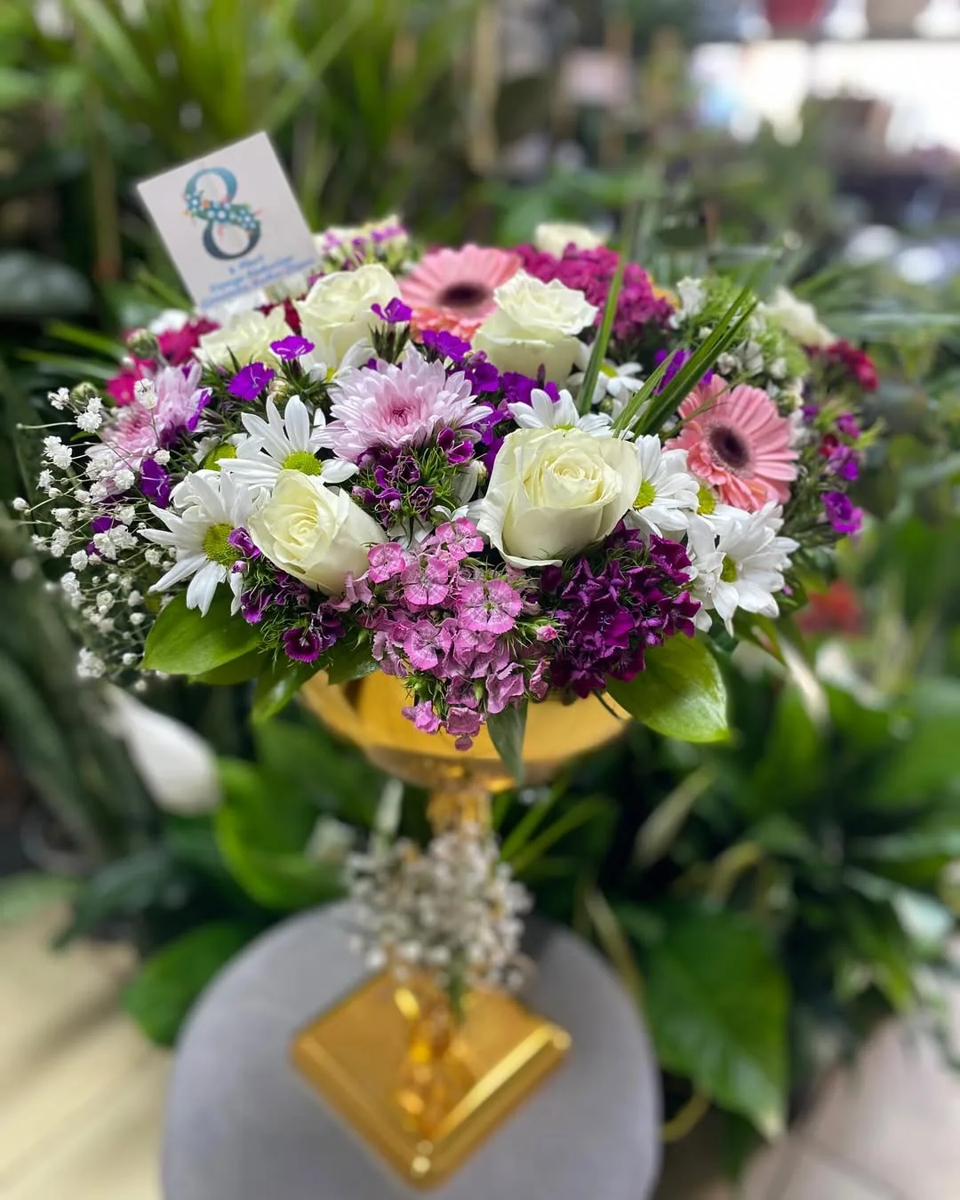 Karışık Papatya Gül Celbera Vazo Kupa